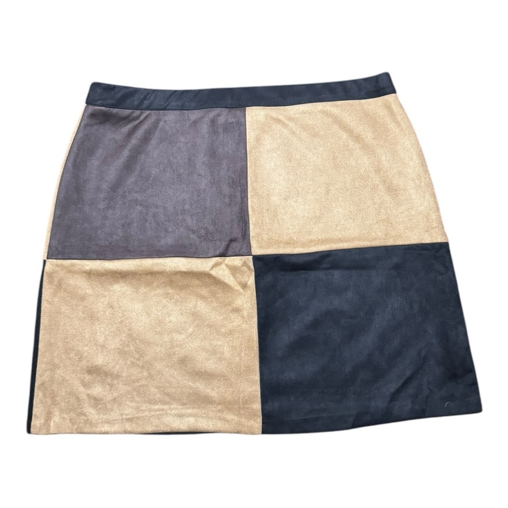 Sabrina Lauren Color Block Retro Brown Fall Skirt - Picture 2 of 5